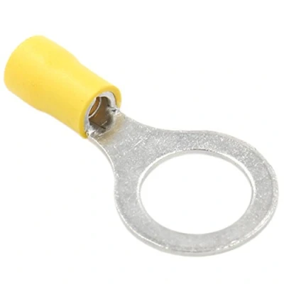 Imagen de Heschen Conectores de crimpado terminales anillo con aislamiento vinilo, conector eléctrico RV5.5 12 tamaño perno 1/2 pulgadas para 4 6 mm² (12 10 AWG) amarillo 100 unidades