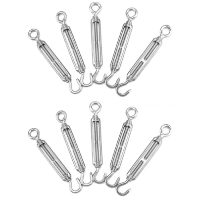Imagen de QWORK® 10 Piezas Tensor M6, de Cable, Gancho y Ojo Acero Inoxidable 304