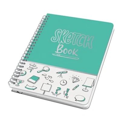 Imagen de SIGEL JN698 Jolie Libreta de espiral, Sketch Book, cuadriculado con puntos (impresión Dot), 120 g/m², 16,2 x 21,5 cm, tapa dura, páginas, menta, negro, blanco