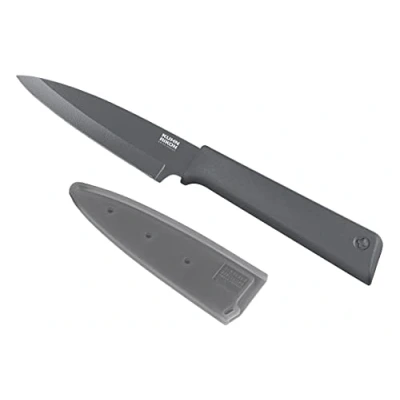 Imagen de KUHN RIKON Colori+ Cuchillo de cocina (hoja recta con protector hoja, antiadherente, acero inoxidable, 19,5 cm), color gris