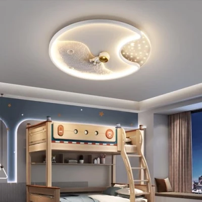 Imagen de GUANSHAN Lámpara De Techo Luna Astronauta 3D LED Accesorio Iluminación Dibujos Animados para Dormitorio, Habitación Niños