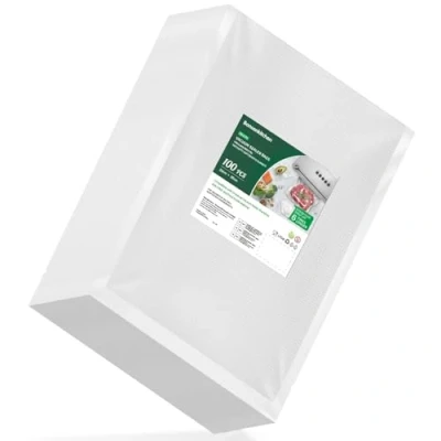 Imagen de Bonsenkitchen bolsas de vacío para alimentos (100 bolsas, 20x30cm, máquina al vacío, PVC hacer el aire con gofres la conservación y cocción, VB3205