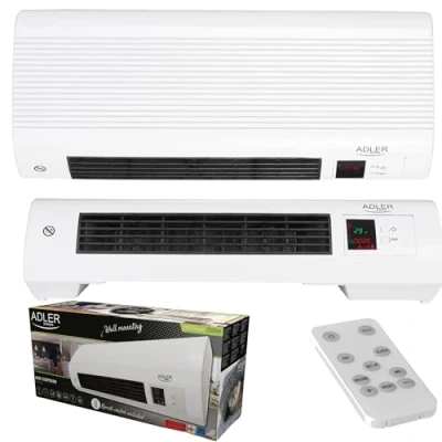 Imagen de ADLER AD 7714 Calefactor Cerámico de Pared Split, Sensor Ventanas Abiertas, Temporizador Semanal, Termostato Digital 7 38 C, Función Ventilador, Mando a Distancia, 2200W