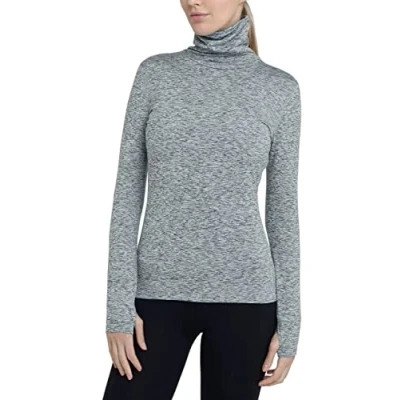 Imagen de TCA Camiseta Térmica de Running con Cuello Embudo para Mujer Gris Claro, XS