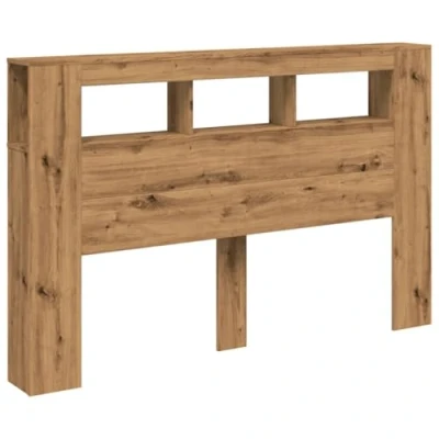 Imagen de vidaXL Cabecero LED Madera ingeniería Roble Artisan 160x18,5x103,5 cm
