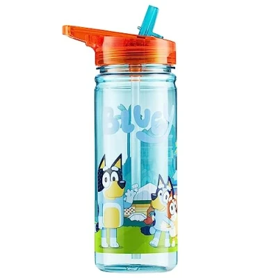 Imagen de Bluey Botella de Agua para Niños, Recargable con Pajita Viaje 580ml (Multi paja)