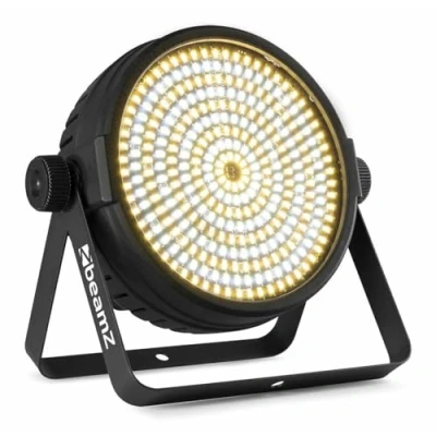 Imagen de Beamz BT430 Lámpara estroboscópica Foco Par Ligero blanco cálido y frío CW/WW 9 anillos LED, 324 LEDs Control remoto conexión DMX de 7 o 16 canales