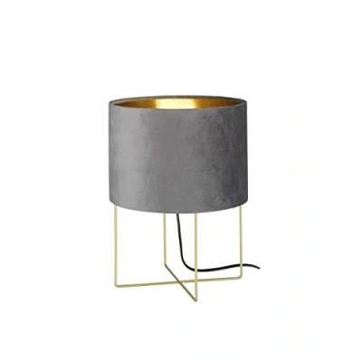 Imagen de FISCHER &amp; HONSEL Lámpara de mesa Aura, pantalla terciopelo, altura 32 cm, gris