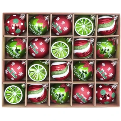 Imagen de Victor&#039;s Workshop 20Pcs Bolas de Navidad 6cm, Adornos para Arbol Tema Elfo Setl, Decoración Navideños Plástico Rojo Blanco Verde, Regalos Colgantes (Deleitoso)
