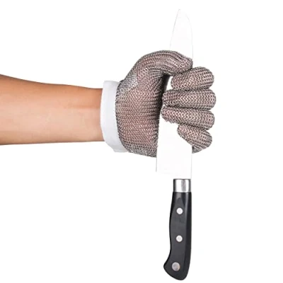 Imagen de ThreeH Guantes resistentes al corte Acero Inoxidable 304L Malla de alambre para cortar Rebanar El Procesamiento carne GL08 S(1 pieza)