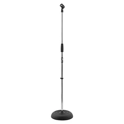 Imagen de Tiger MCA14 CM Pie de microfono con base redonda, color Plateado (Cromo)