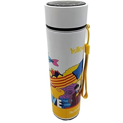 Imagen de Puckator Bouteille Isolée (Gourde) 450ml en Acier Inoxydable Avec Thermométre Digital Boissons Chaudes ou Froides Yellow Submarine Termos, Tazas y jarras térmicas, Multicolor, único