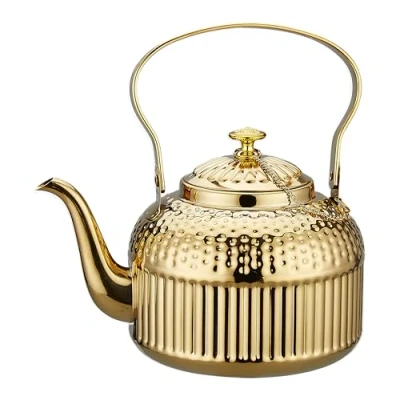 Imagen de SANQIAHOME 1200 ml Tetera de acero inoxidable con infusor,antiguo,Oro
