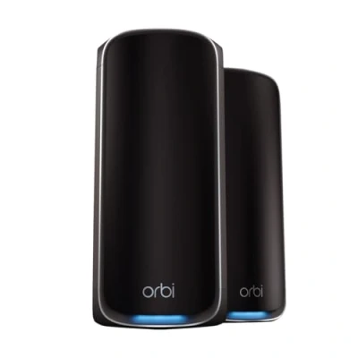 Imagen de NETGEAR Orbi Mesh WiFi 7 Quad Band (RBE972SB), Router + 1 repetidor satélite, Cobertura de hasta 440 m², 200 Dispositivos, Puerto Internet 10 Gbit, BE27000 802.11be (hasta 27 Gbit/s)