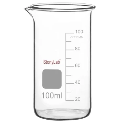 Imagen de stonylab Vaso de Vidrio, Paquete 1, alto Graduado Vidrio Borosilicato con Pico Vertedor, Laboratorio, 100 ml