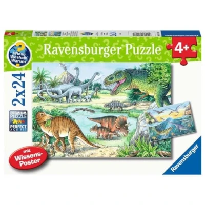 Imagen de Ravensburger Puzzle Saurier Und Ihre Lebensräume Dinosaurio 05128 Infantil Piezas, diseño hábitos de Vida, 24 Unidades, Color Teal/Turquoise Green (05128)