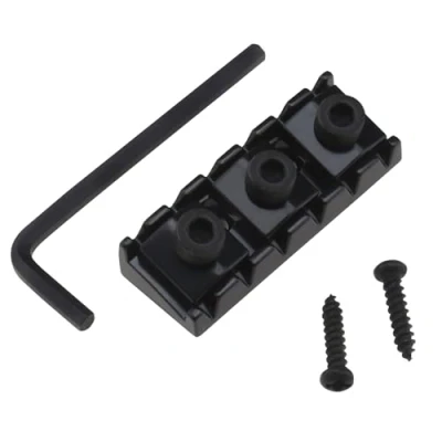 Imagen de YINETTECH Tuerca de Bloqueo Cuerdas Metal para Guitarra 42 mm con Tornillos Montaje y llave compatible FLOYD ROSE el Sistema Doble Tremolo Negro