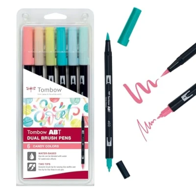 Imagen de Tombow ABT Dual Brush Estuche con 6 Rotuladores Acuarelables de Doble Punta en Colores Candy