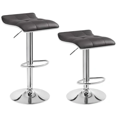 Imagen de WOLTU 2X Taburetes de Bar Cuero Sintético Alto Cocina Regulable en Altura Giratorio Sillas Tapizada Taburete Trabajo Gris BH28gr 2