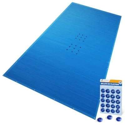 Imagen de VOUNOT® Lona para Piscina Rectangular 5 x 10 m, Cubierta Protectora PE de 160 g/m², Funda Piscinas Anti UV con Ojales Cada 100 cm, Azul Marino