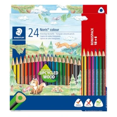 Imagen de Staedtler Noris Colour 187 C18P1 Lápiz de color (resistencia a la rotura, forma triangular, diseño atractivo, superficie suave y ergonómica, material WOPEX, 24 lápices brillantes en estuche