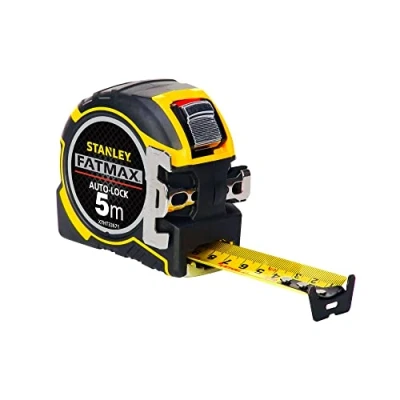 Imagen de STANLEY FATMAX Flexómetro AutoLock 5 metros x 32mm, Cinta ancha, Gancho magnético con posición cero real, Estuche bimaterial ergonómico, Mecanismo de bloqueo inverso, XTHT0 33501