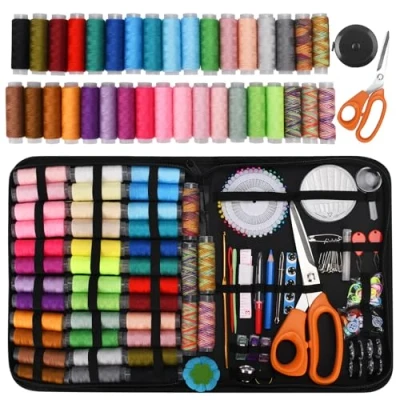 Imagen de HEPAZ Kit de Costura,Costurero con 200 Piezas Accesorios Costura Premium y Funda Transporte para Inicio/Viaje/Adultos/Niños/Principiantes/Uso Emergencia(Negro)