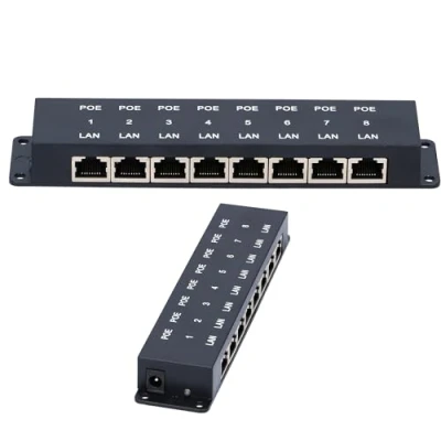 Imagen de Extralink Inyector PoE 8 Puertos, Fast Ethernet, 8X 100Mb/s, protección contra Cortocircuito y sobretensión, Puertos RJ 45, Adaptador PoE, Injector,