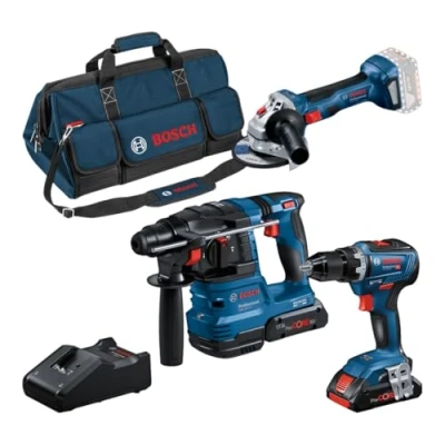Imagen de Bosch Professional set de GSR 18V 55 + GWS 7 GBH 22 (incl. 2 baterías ProCORE 4,0 Ah, cargador GAL 40, en bolsa herramientas mediana)