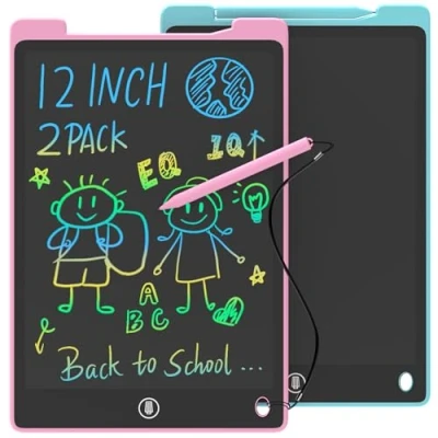 Imagen de GUYUCOM 2 pizarras de dibujo para niños 12 pulgadas, juguetes a partir 2, 3, 4, 5, 6 años, pizarra escritura, colorear, y regalos cumpleaños