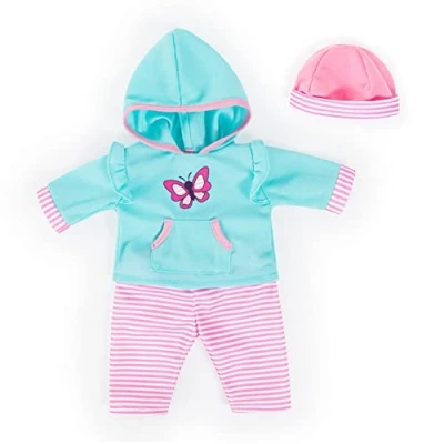 Imagen de Bayer Design Ropa para muñecas de 33 a 38 cm, pantalones, top y gorra, conjunto, traje con mariposa, Color turquesa, rosa (83875AA) , color/modelo surtido