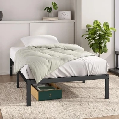 Imagen de Zinus Elias Marco de Cama (90 x 190 cm, Altura 36 con Almacenamiento Debajo la Cama, y Plataforma Metal, Color Negro