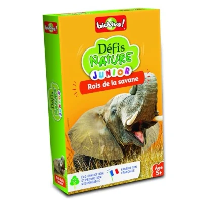 Imagen de Bioviva Défis Rois de la Savane Retos Nature Junior Reyes Sabana adecuadas para Ganar Batalla Juego Cartas 1 a 4 Jugadores 5 años, Color Non, Large (280228)