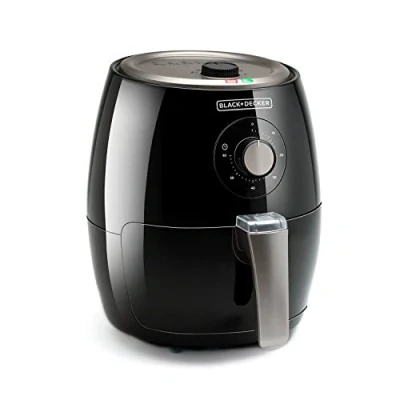 Imagen de Black+Decker BXAF2500E Freidora de aire manual. Sin aceite. 99% grasa. Fríe, asa, hornea y calienta. 2.5L. 1500W. Temporizador 30min. 80 200ºC. Antiadherente. Negro
