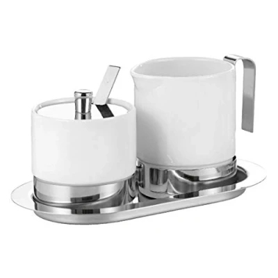 Imagen de Esmeyer 5 Teiliges Zucker und Sahneset Adam Juegos de café, Acero Cepillado, Multicolor, Único,