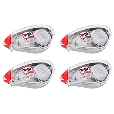 Imagen de Pritt Rodillo corrector Compact Flex, se puede escribir encima inmediatamente, fácil de usar gracias a la punta flexible, longitud cinta 10 m, ancho 4,2 mm, set económico con 4 rodillos