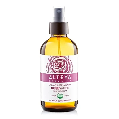 Imagen de Alteya Botella de agua rosa orgánica (240 ml), 100% certificado por la USDA, orgánico, auténtico, natural, rosa, damascena, flores