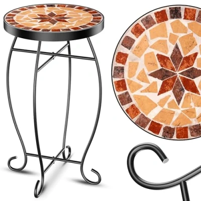 Imagen de KESSER® Mesa de Mosaico para jardín, Redonda, 60 x 34 cm, diseño Asteri
