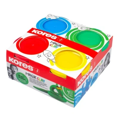 Imagen de Kores arcilla Magik: modeladora seca al aire, ligera y fácilmente moldeable, no requiere hornear, tóxica sin gluten, preescolar escolar, juego de 4 colores x 40 g (34241), estándar