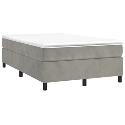 Imagen de vidaXL Estructura de Cama, Somier Matrimonio Listones, Base Cama Tapizada, Mueble para Dormitorio Hogar, Terciopelo Gris Claro 120x200 cm