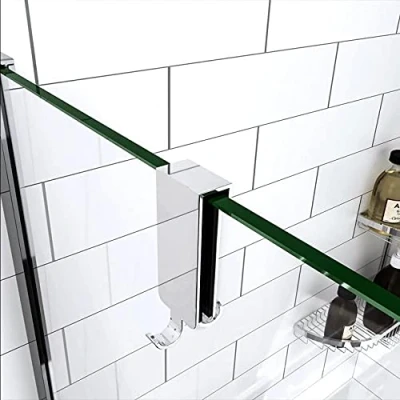 Imagen de 32x18x75mm AICA gancho/colgador mural DE ducha doble Vieste，soporte toallas pared,acero inoxidable para MAMPARA o PARED 8 10 MM，Plata