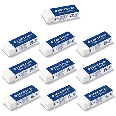 Imagen de STAEDTLER Goma de borrar Mars plástico sin ftalato ni látex, 10 gomas en blanco