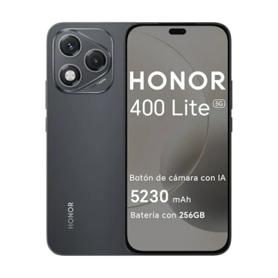 Imagen de HONOR 400 Lite 5G Smartphone de 8GB+256GB, Dual SIM NFC, 108MP con Botón IA, 6.7&#039;&#039;, Pantalla AMOLED protección la Vista, Batería 5230mAh, IP65&amp;SGS, MagicOS 9.0, Velvet Black
