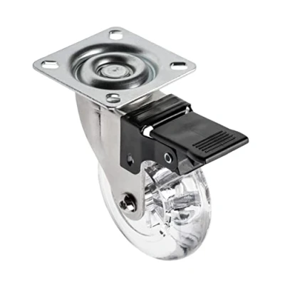 Imagen de GTV Rodillo para muebles BRAZYLIA con bloqueo Ruedas giratorias Acero/PC/PU Diámetro 50 mm 360 grados Carga total por rollo 40 kg Transparente