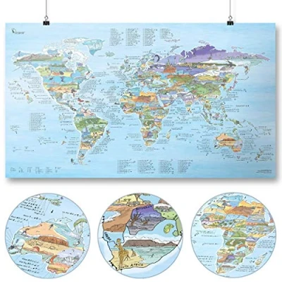 Imagen de Kitesurf Map by Awesome Maps Mapa mundial ilustrado para kitesurfistas reescribible 97,5 x 56 cm