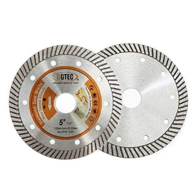 Imagen de BGTEC Disco Diamantado para cortar azulejos 125mm de corte porcelana súper fino Turbo Rim Concrete con 22.23mm Arbor Cerámica Granito Mármol,2 piezas