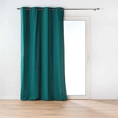 Imagen de Douceur d&#039;Intérieur Twily Cortina, con Ojales, 135 x 260 cm, Esmeralda, algodón y poliéster Reciclado