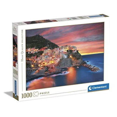Imagen de Clementoni Manarola 1000pzs Does Not Apply 1000 Piezas Ciudades, Maranola de Noche, Puzzle Adulto paisajes(39647), Multicolor, M