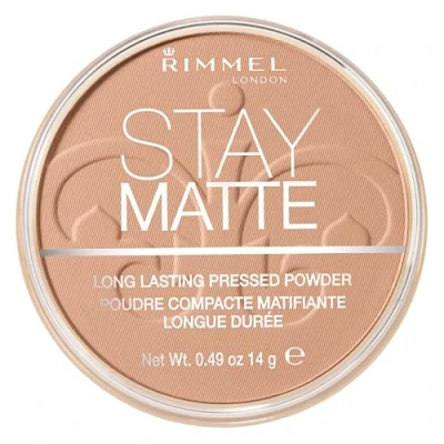 Imagen de Rimmel London Polvo compacto Stay Matte matizante de larga duración para pieles grasas y mixtas 010 Warm Honey 14 g