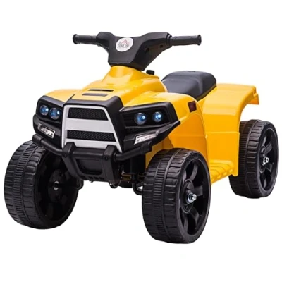 Imagen de HOMCOM Quad Eléctrico para Niños 18 36 Meses Cuatrimoto Infantil a Batería 6V con Faros Bocina Velocidad 0 3 km/h Avance y Retroceso 65x40x43 cm Amarillo